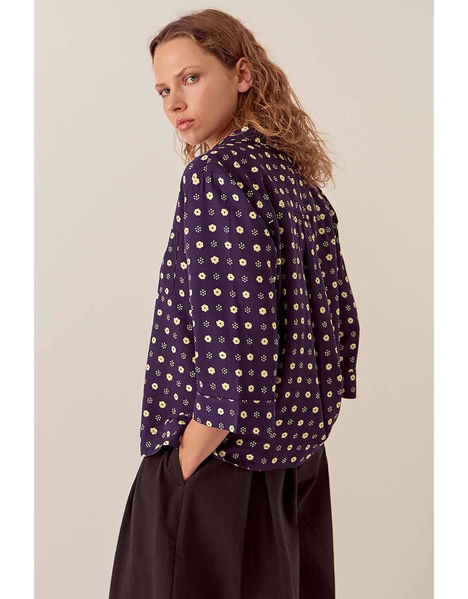 East Aimi Printed Shirt, Blue (NAVY), large