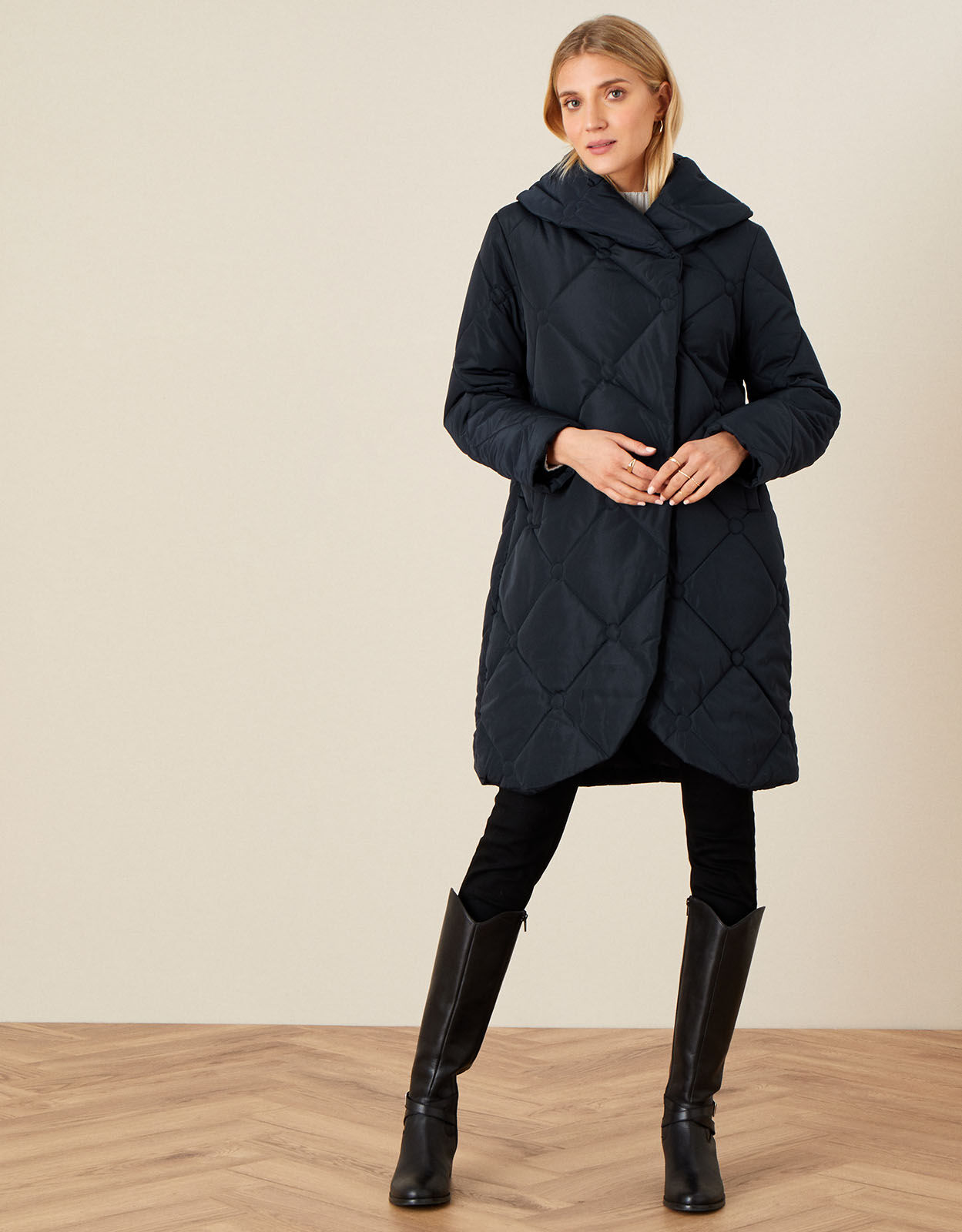 Terry Diamond Padded Coat Blue Women s Coats Monsoon UK