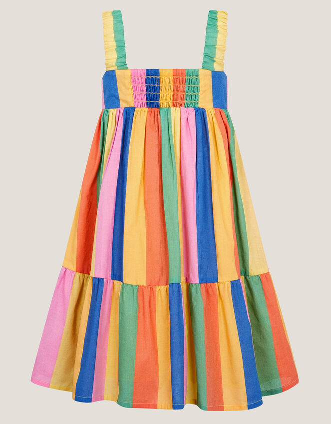 Rainbow Stripe Tier Dress, Multi (MULTI), large