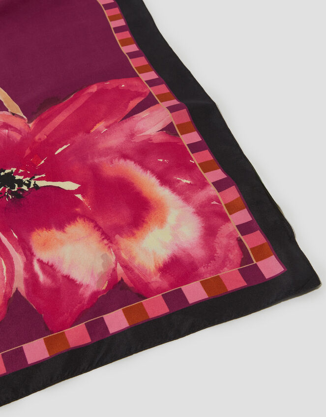Fenella Flower Print Silk Square Scarf, , large