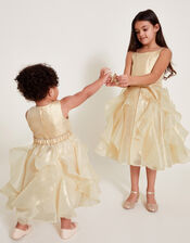 2-in-1 Detachable Ruffle Skirt Dress, Gold (GOLD), large