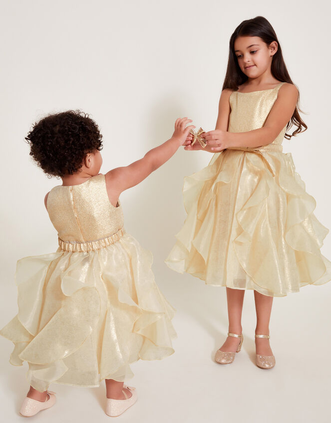 2-in-1 Detachable Ruffle Skirt Dress, Gold (GOLD), large