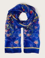 Floral Print Silk Scarf, , large