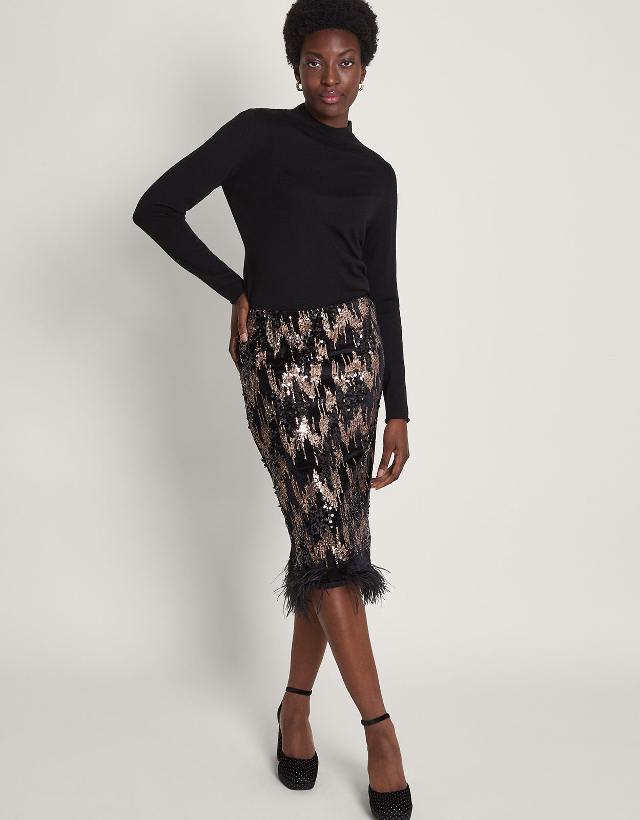 Black sequin pencil skirt uk sales