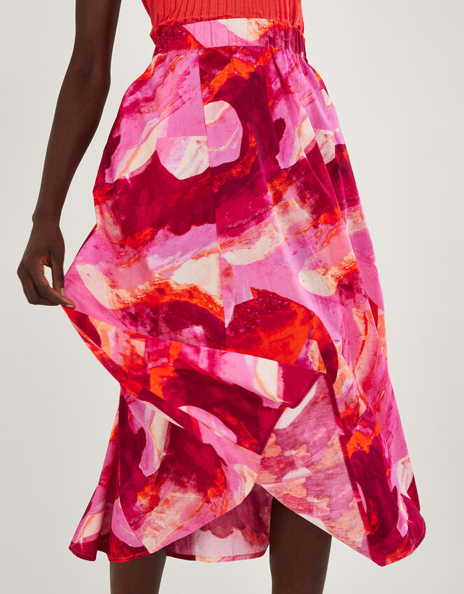 Khari Abstract Print Midi Skirt , Pink (PINK), large