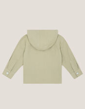 Hooded Twill Zip-Up Shacket, Natural (STONE), large