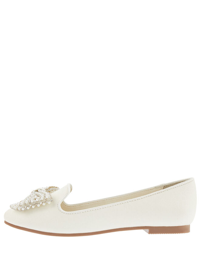 Pearl Bow Slippers, Ivory (IVORY), large