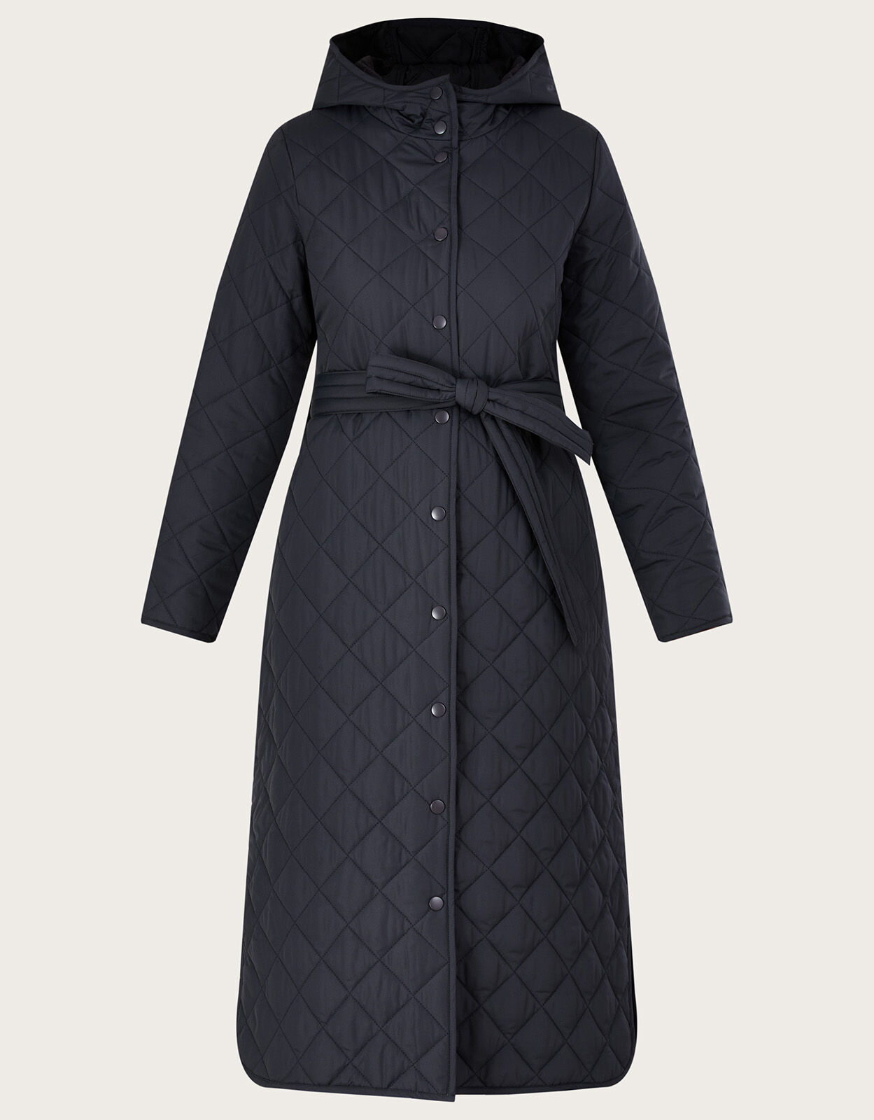 Quinn Quilted Hooded Longline Coat in Recycled Polyester Grey Women s Coats Monsoon UK