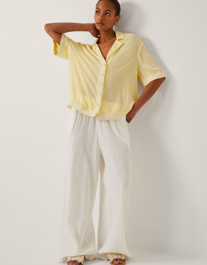 Sienna Ricrac Short Sleeve Shirt, Yellow (YELLOW), large