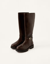 Sadie Leather Riding Boots, Brown (CHOCOLATE), large