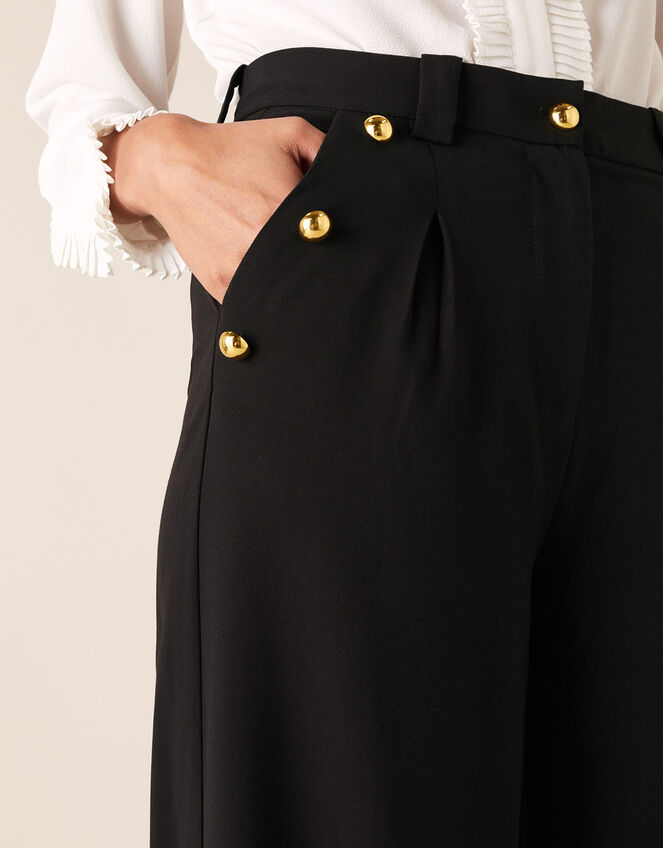 Military Wide-Leg Trousers, Black (BLACK), large