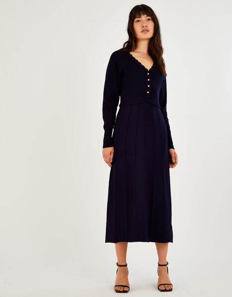 Knit Midi Dress with LENZING™ ECOVERO™ Blue, Blue (NAVY), large