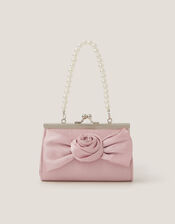 Satin Rose Bow Mini Bag, Pink (PALE PINK), large