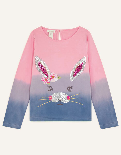 Ombre Bunny Sequin Long Sleeve Top, Pink (PINK), large