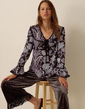 Claudia Floral Devor&eacute; Top, Black (BLACK), large