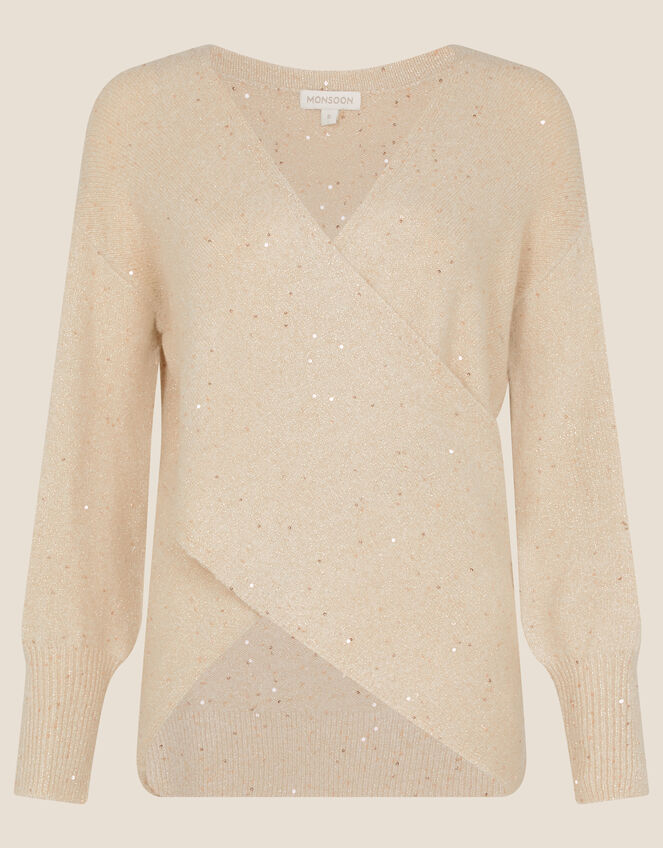 Sequin Ballet Wrap Jumper, Pink (PINK), large