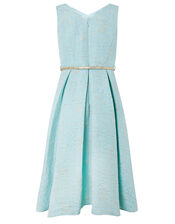 Katerina Metallic Jacquard High-Low Dress, Blue (BLUE), large