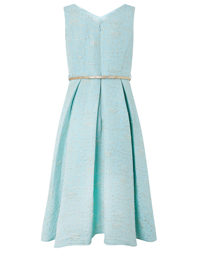Katerina Metallic Jacquard High-Low Dress, Blue (BLUE), large