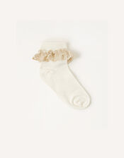 Baby Sparkle Lace Socks, Ivory (IVORY), large