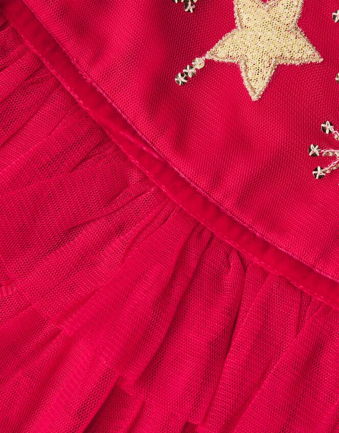 Baby Star Layered Dress in Recycled Polyester, Red (RED), large
