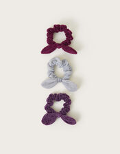 3-Pack Glitter Tie Hair Scrunchies, , large