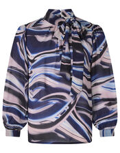 Mabel Marble Print Blouse, Blue (BLUE), large