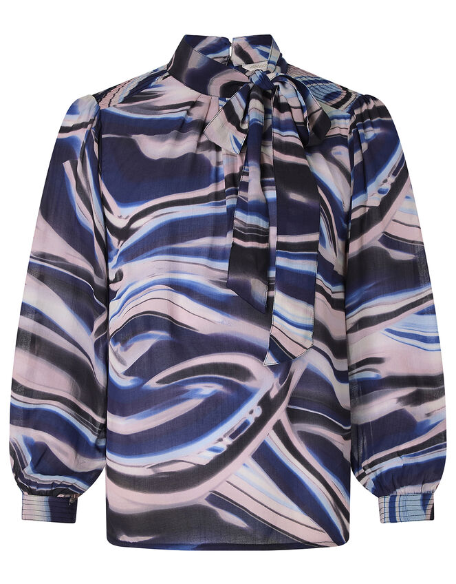 Mabel Marble Print Blouse, Blue (BLUE), large