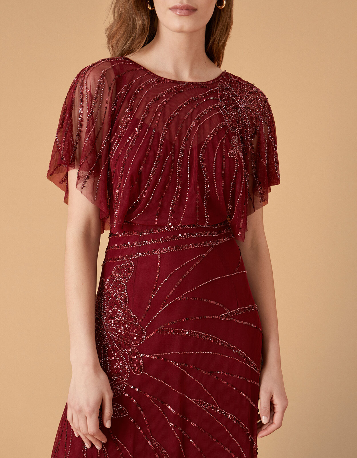 Flutter sleeve maxi dress uk top