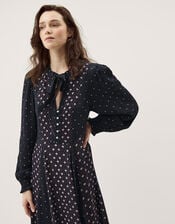 Reese Polka Dot Print Midi Dress, Blue (NAVY), large