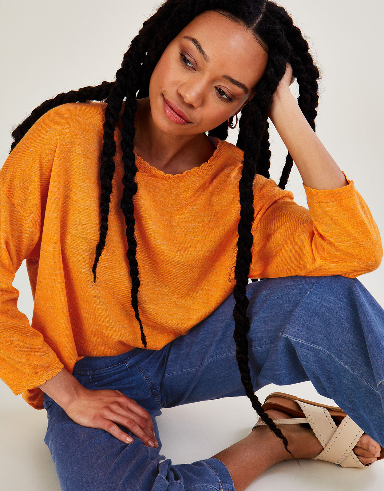 Linen blend jumper discount