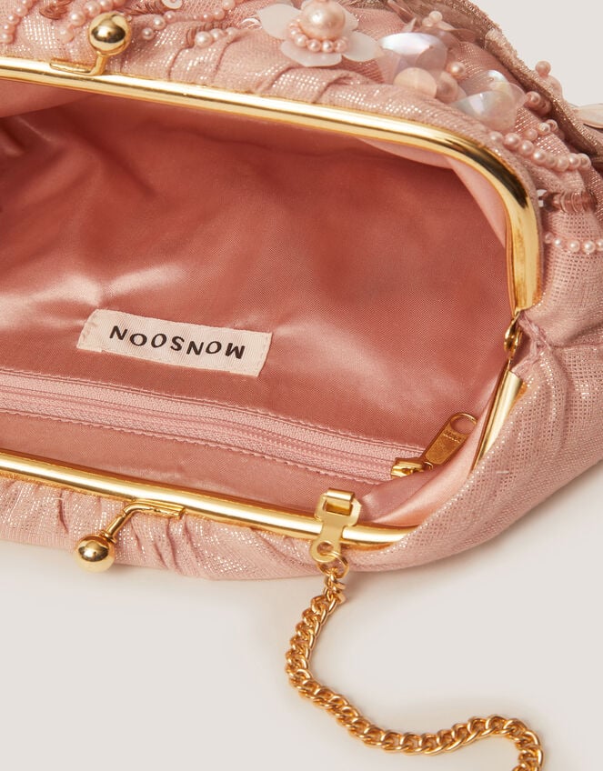 Floral Embellished Clutch Bag, , large