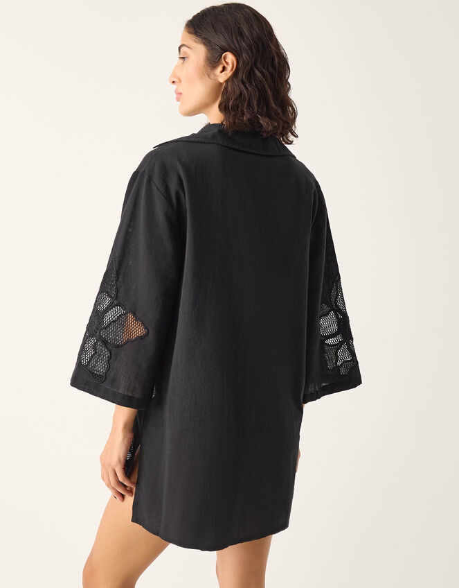 Joanna Cutwork Beach Shirt Black