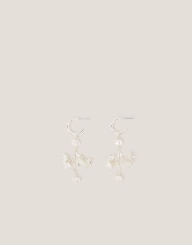Diamant&eacute; Flower Hoop Drop Earrings, , large