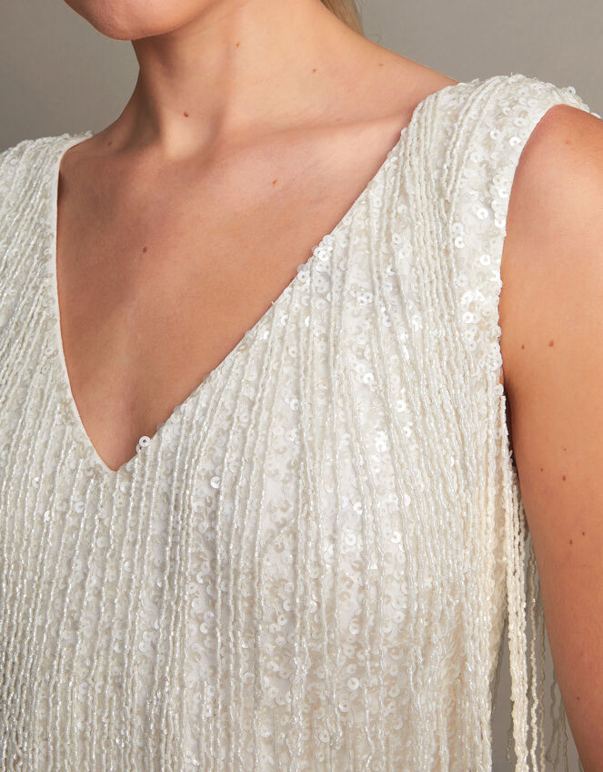 Stevie Fringe Bridal Dress, Ivory (IVORY), large