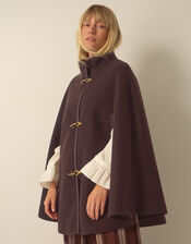 Leia Funnel Neck Cape Coat, Brown (CHOCOLATE), large