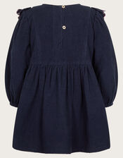 Baby Floral Embroidered Corduroy Dress, Blue (NAVY), large