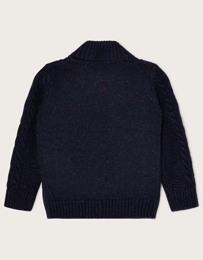 Button Shawl Collar Jumper, Blue (NAVY), large
