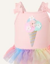 Baby Ice Cream Skirted Swimsuit , Pink (PALE PINK), large