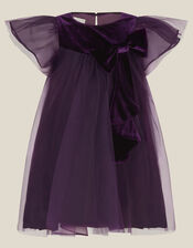 Baby Winnie Velvet Bow Party Dress, Purple (PURPLE), large