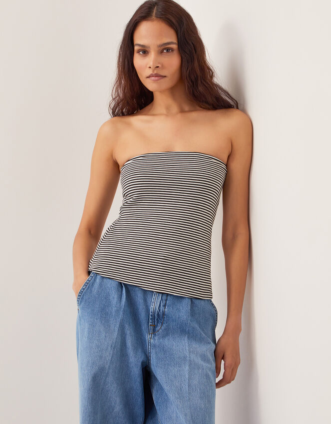 Billie Stripe Bandeau Top, Ivory (IVORY), large