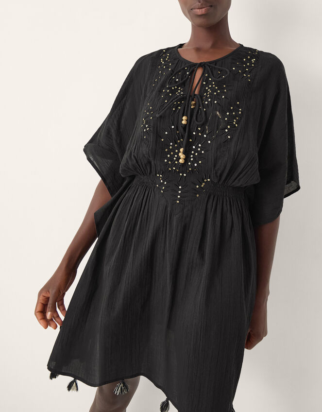 Jada Embellished Mini Kaftan, Black (BLACK), large