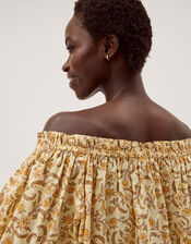 Ari Bardot Floral Midi Dress, Yellow (MUSTARD), large