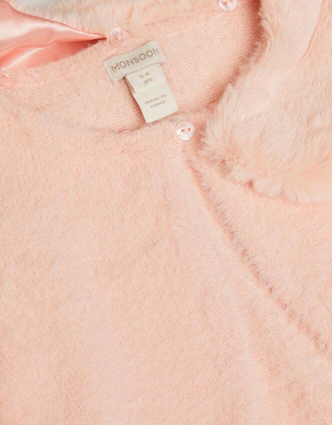 Detachable Collar Fuzzy Cardigan, Pink (PINK), large