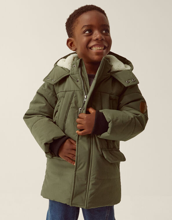Water-Resistant Padded Coat, Green (KHAKI), large