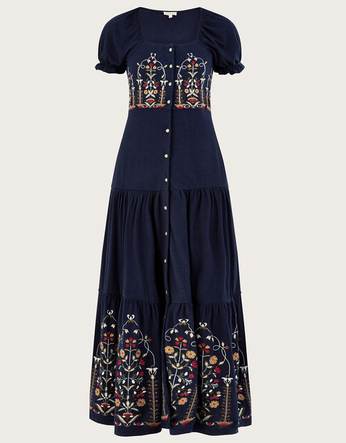 Embellished Jersey Dress with Sustainable Cotton, Blue (NAVY), large