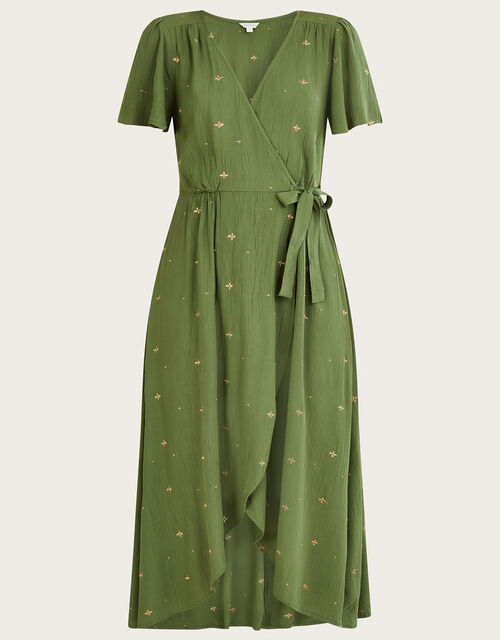 Embroidered Ditsy Dot Dress in LENZING™ ECOVERO™ , Green (KHAKI), large