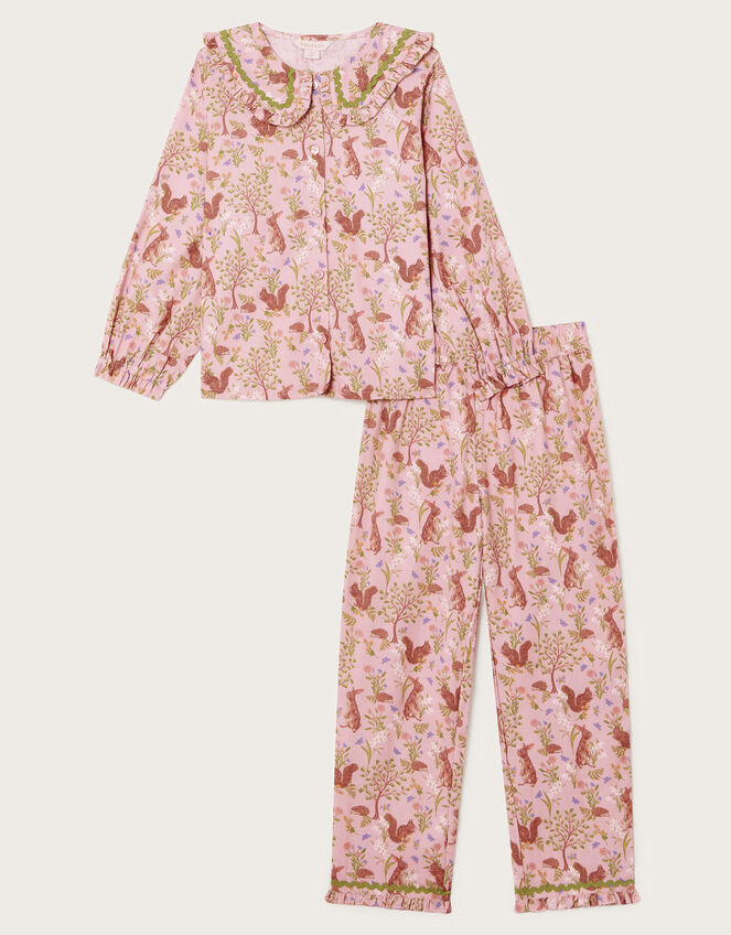 Woodland Print Long Pyjamas Set, Pink (PINK), large
