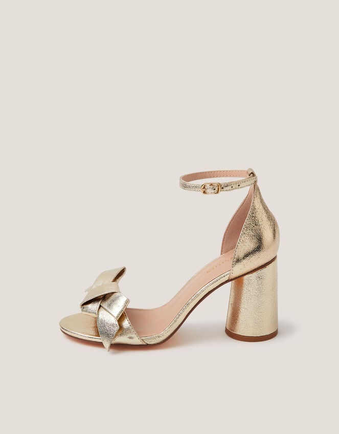 Emer Bow Metallic Heels, Gold (GOLD), large