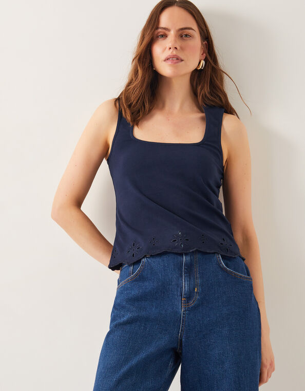 Cara Cutwork Cami Top, Blue (NAVY), large