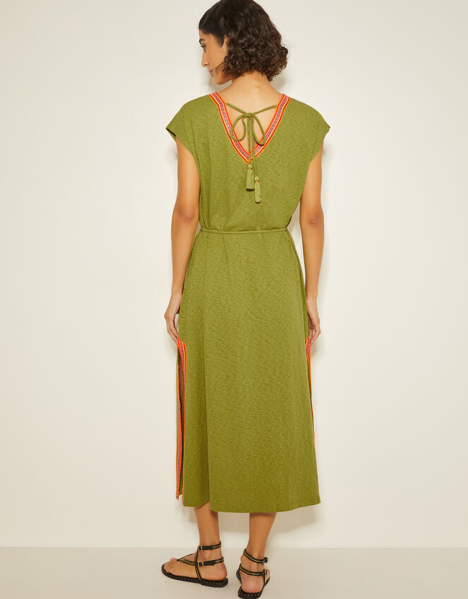 Estela Jersey Embroidered Kaftan, Green (GREEN), large
